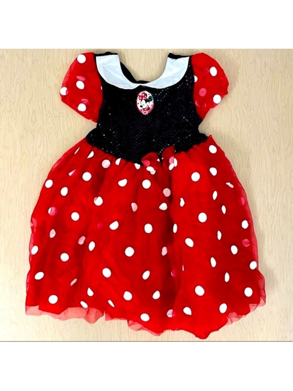Disney Store Minnie Mouse Costume Dress Girls 6 6X Sequins Halloween Red Black